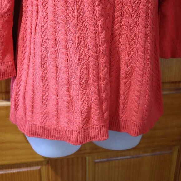 Croft & Barrow Red Vintage Sweater Medium 3/4 Sleeve Scoopneck - Picture 9 of 12